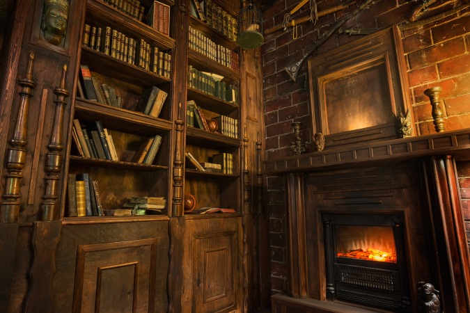 Eine gemütliche Bibliothek.